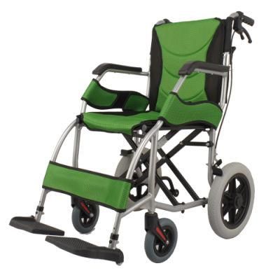 Easy to Carry Safe Transport Chair Light Folding Aluminum Wheelchair with Hot Sale