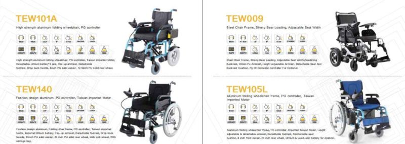 Folding Steel Frame Powered Electric Wheelchair for Handicapped and Elderly