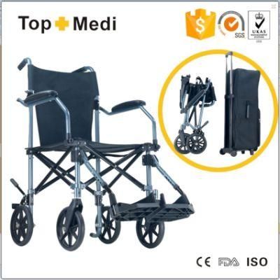 Topmedi 2022 Folding Aluminum Lightweight Portable Travel Suitcase Wheelchair