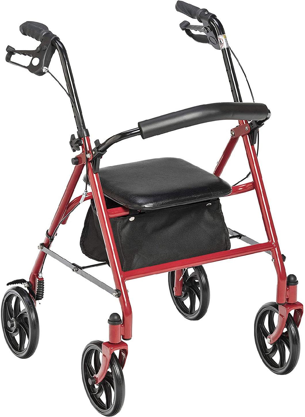 Rollator Walker Steel Frame Walking 4 Wheel Foldable Disabled Scooter