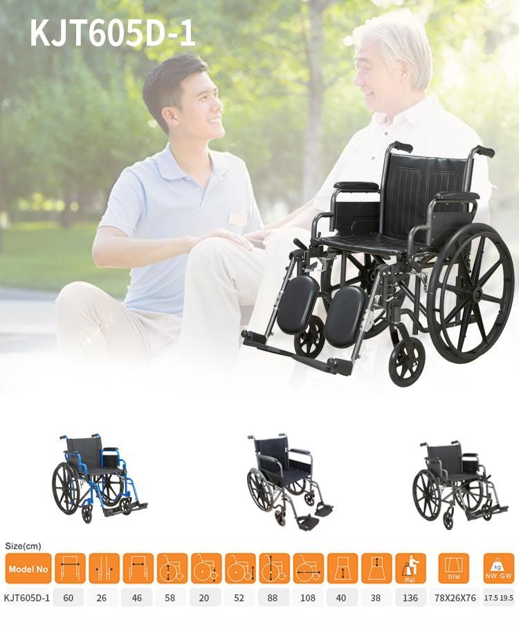Hospital Orthopaedics Manual Wheelchair Portable and Foldable Steel Wheel Chair for Disabled People Drive Medical Equipment