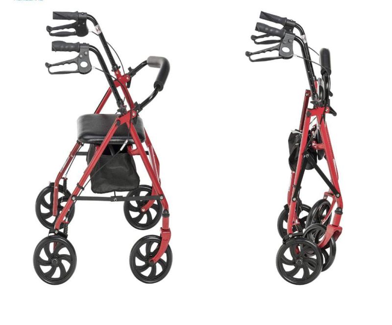 Rollator Walker Steel Frame Walking 4 Wheel Foldable Disabled Scooter