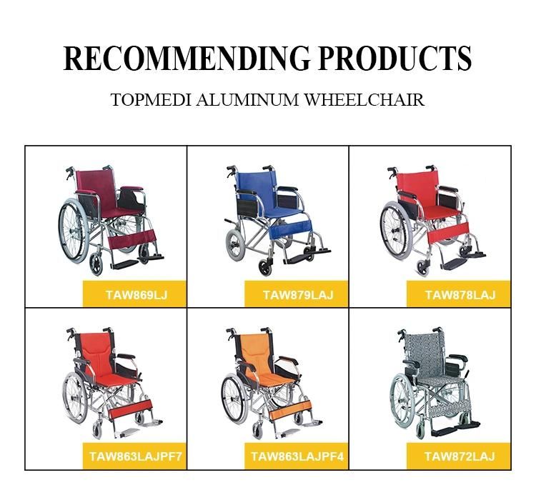 Topmedi Medical Equipment Aluminum Light Weight Wheelchair for Adult