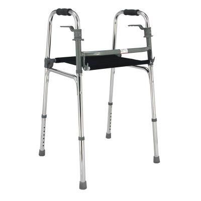 Aluminum Mobility Walking Aids Rollator Two-Button Folding Walker with Seat