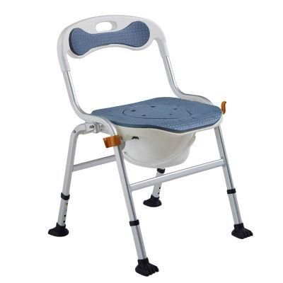 Adjustable Foldable Elderly Aluminum Alloy Commode Chair