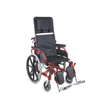 Folding High Back Orthopedic Manual Wheelchair with Reclining Backrest