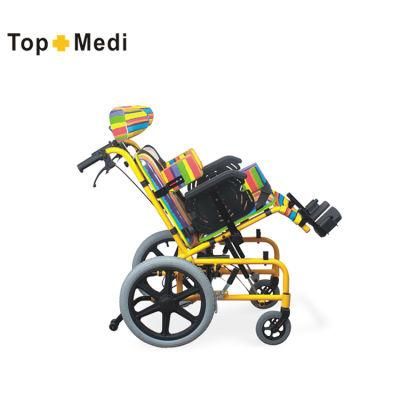 2022 Rehabilitation Therapy Supplies Topmedi High Back Reclining Wheelchairs for Cerebral Palsy Children