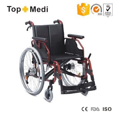 Manual Folding Aluminum Wheelchair for Disabled and Elderly