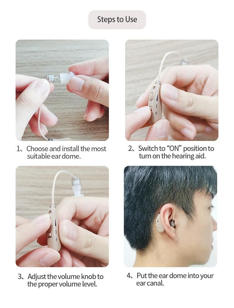 Mini Hidden Behind Ear Rechargeable Hearing Aid Amplifier Aid Hearing Loss