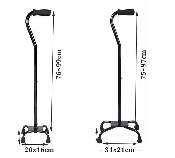 Walking Stick Four-Corner Small or Large-Base Bariatric Quad Cane