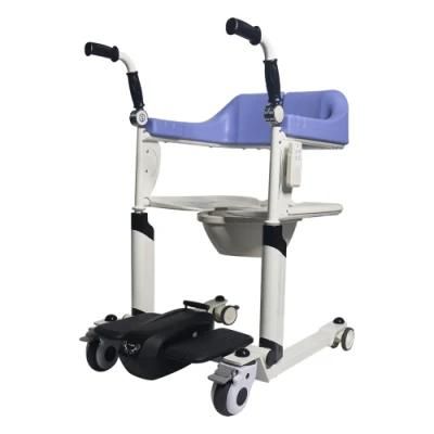 Transfer Commode Wheelchair with Electric Lift Mode Come with Battery and Remote Control