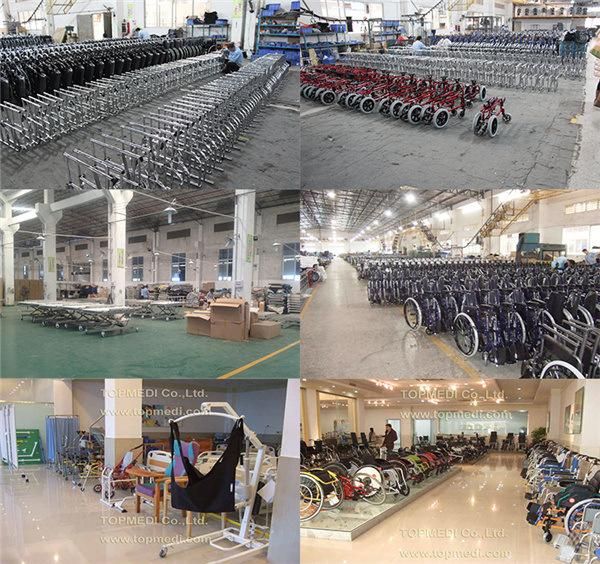 Hospital Lightweight Folding Chromed Steel Manual Transport Wheelchair