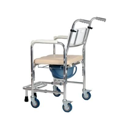 Wheel Chair with Commode Medical Equipment Foldable Bedside Commode Chair with Wheels Toilet