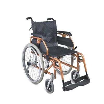 PU Rear Wheel 47cm Seat Width Foldable and Stiffened Wheelchair