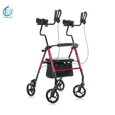 Rollator Walker Vertical Forearm Walker, Standing Disabled Scooter, Padded Seat and Backrest