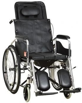 PU Tires Powder Coated Transport Steel Frame Wheelchair