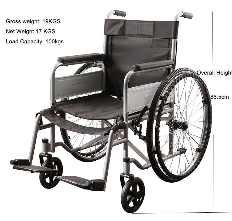 Lightweight Portable Handicapped Steel Wheelchair for Disabled