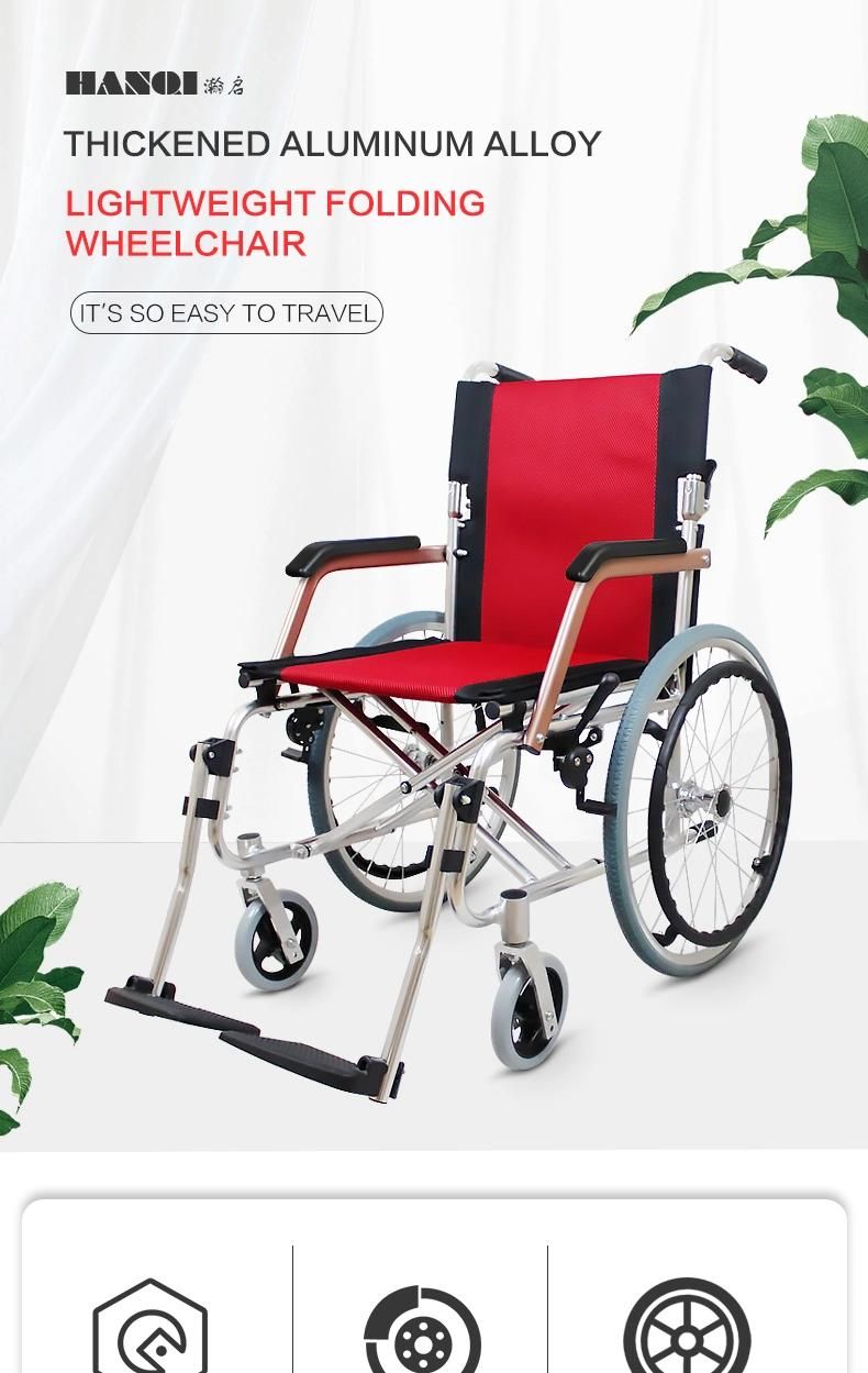 Hanqi Hq801L High Quality Aluminum Manual Wheelchair for Disable