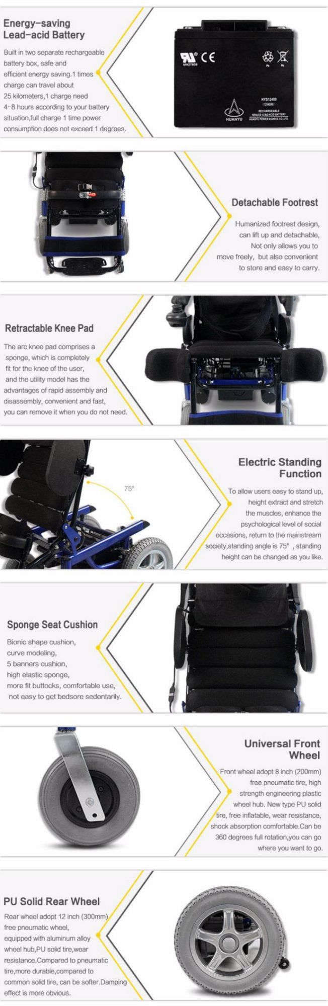Medical Equipment China Wheelchair Supplier Standing up Power Electric Wheelchair