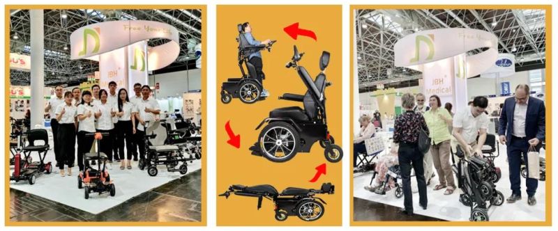 Power Brushless Joystick Controller Foldable Lightweight Electric Wheelchair with Lithium Battery