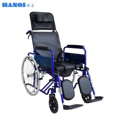 Hq603gc High Quality Medical Equipment Manual Folding Wheelchair with Commode