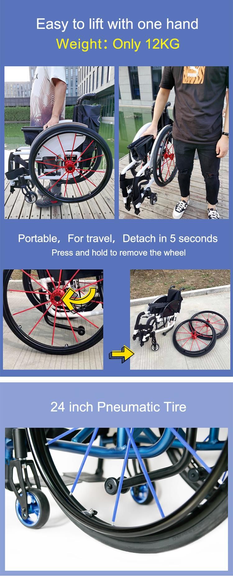 High Performance Aluminum Portable Manual Folding Sport Wheelchair