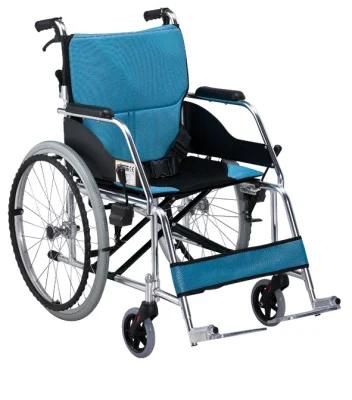 Aluminum Alloy Folding Wheelchair Wheel Chair with Drop Back Handle Brake for Disabled Person Mobility Scooter