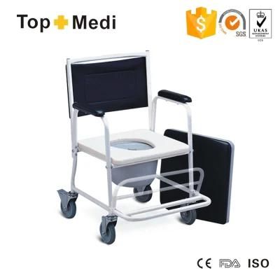 Rehabilitation Therapy Suppliers Ce ISO Adjustable Foldable Commode Chair with Wheels for Disabled