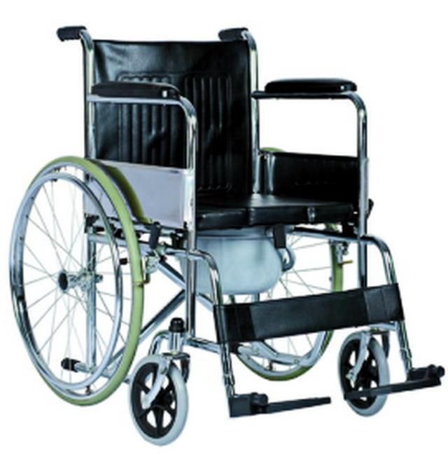 Hospital Chromed Steel Toilet Commode Chair Wheelchair