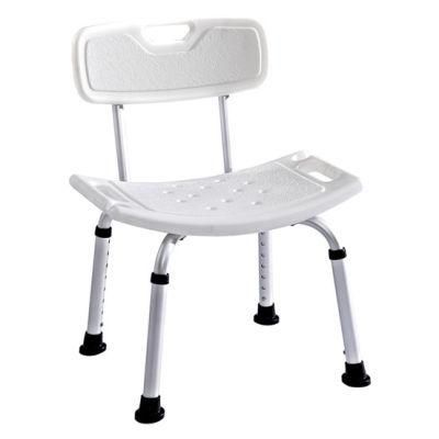 Shower Chair Basic Design Hot Sell with/Without Tool Adjustable Height with Backrest Bath Bench Adult Aluminum Frame PE Seat