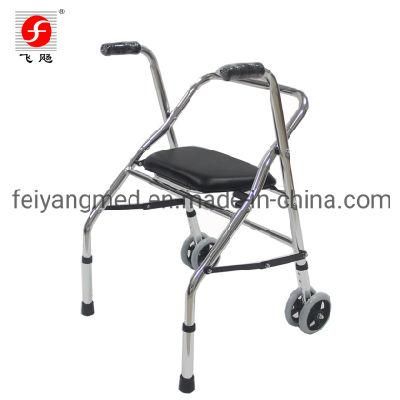 Hospital Rehabilitation Aluminum Lightweight Foldable Walking Aid Rollator Mobility Walker with Wheels and Seat