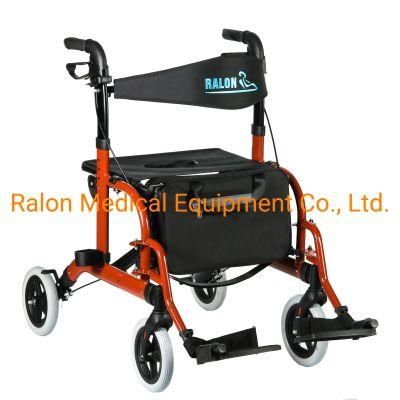 2-in-1 Aluminum Rollator/Transport Chair, Kd. Walking Aid.