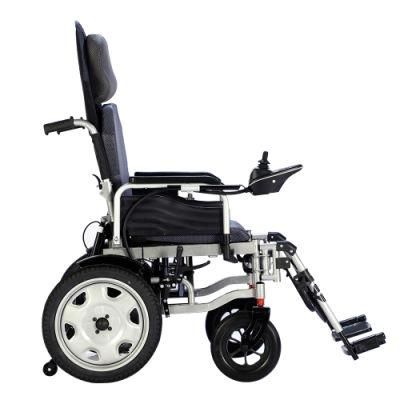 Lightweight Battery Powered Beach Folding Silver Coating Fully Lying Electric Wheelchair
