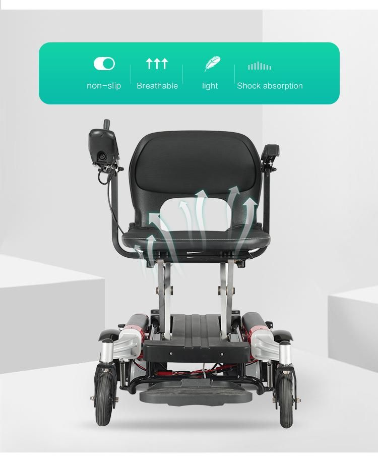 360-Degree in-Situ Rotating Remote Control Folding up and Down Electric Wheelchair