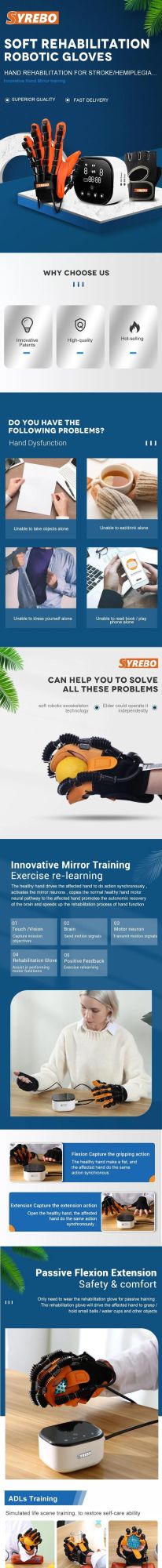 High Quality New Product Hand Training Robot Glove Physical Therapy Rehabilitation Medical Equipment for Stroke Hand Function Recovery