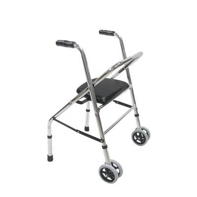 Two Wheeled Aluminum Mobility Rollator Walker with Seat Folding Portable for Disabled