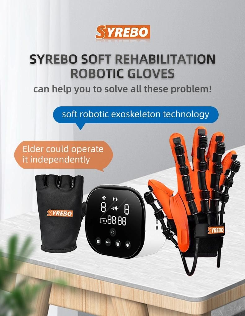 Syrebo Economical Pneumatic Data Glove Black Glove for Innovative Mirror Training Passive Training After Cerebral Palsy/Sroke