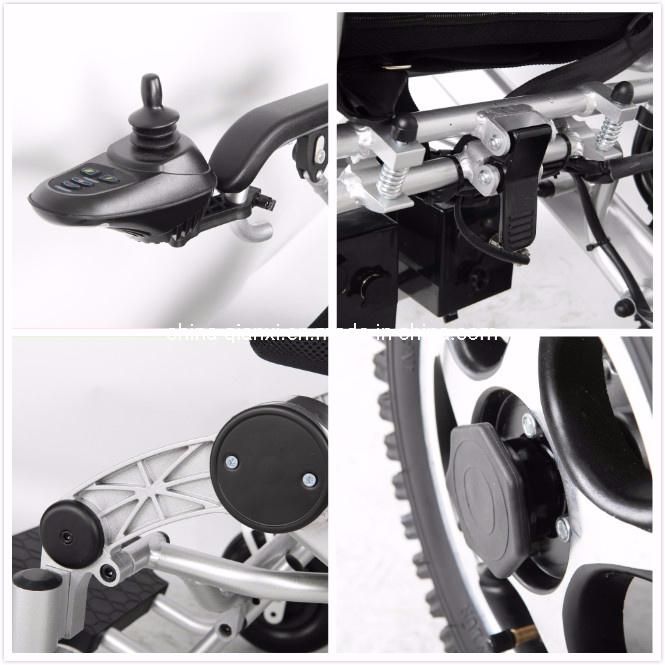 Foldable Electric Wheelchair with Aluminium Alloy Framework for Handicapped
