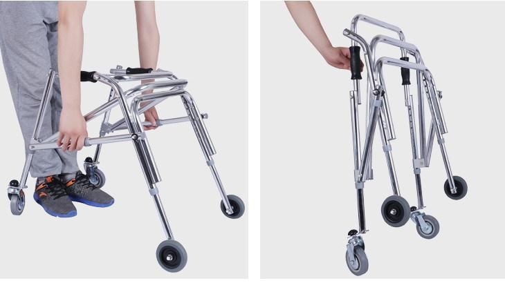 Self Propelled Disabled Orthopedic for Adults Rollator Aluminum Folding Walker with Wheels for Children