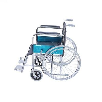 Steel Patient Manual FDA Foldable Hospital Transport Wheelchair