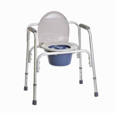 Steel Back Nursing Moving Commode Chair with for Elderly
