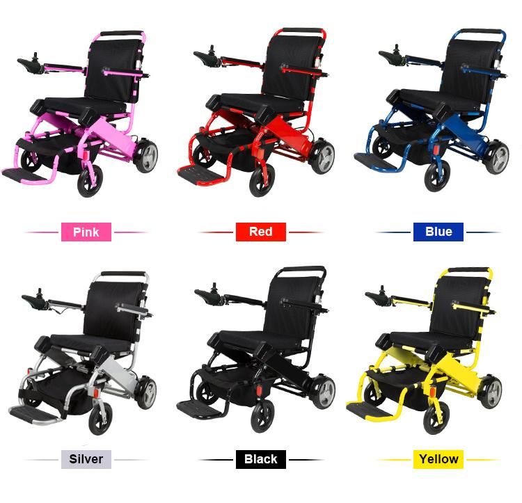 Fashionable Rehabilitation Equipment Aluminum Alloy Portable Foldable Electric Power Wheelchair China Factory Wholesale