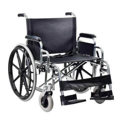 Medical Foldable Lightweight Manual Steel Wheelchair with Pedals