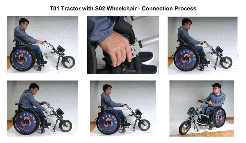 Safe and Silent Electric Wheelchair Tractor Attachment Handcycle Handbike Kits