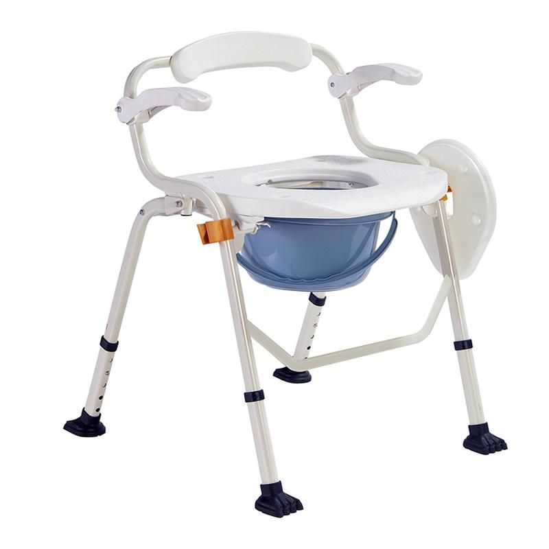 Portable Foldable Bedside Commode Chair Wheels Toilet