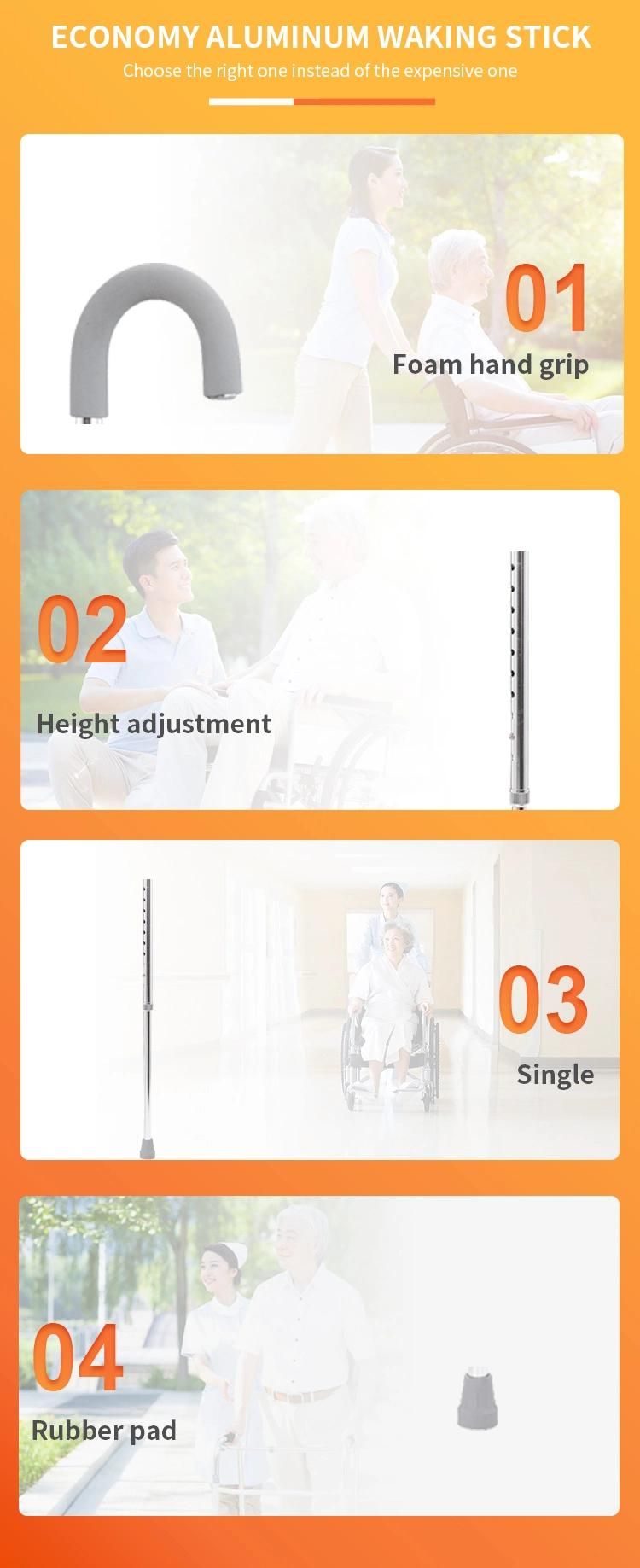 Aluminum Adjustable Height Single Cane with Foam Hand Grip