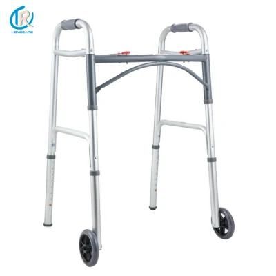 Rollator Walker Arc Shape Dual Button Folding Walker with 2 Wheels