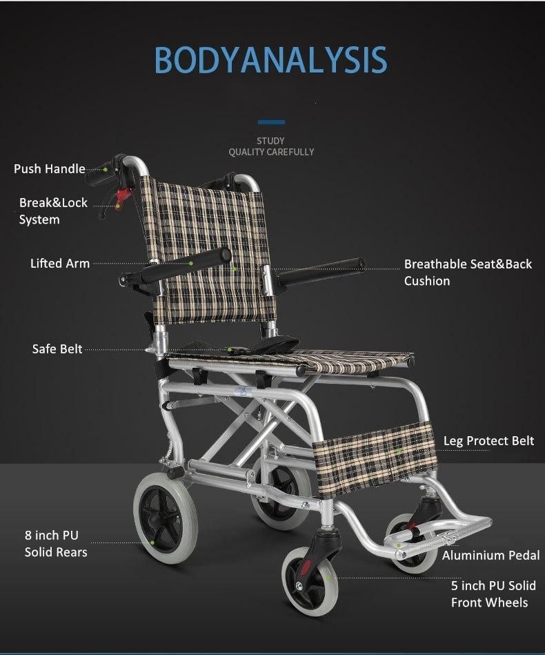 Aluminum Lightweight Foldable Wheel Chair Disabilities Portable Manual Handicapped Wheelchair