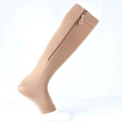 Medical 23-32mmhg Knee High Varicose Veins Zipper Compression Stocking