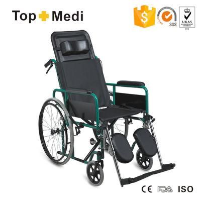 Topmedi Medical Equipment Reclining High Back Powder Coating Steel Wheelchair